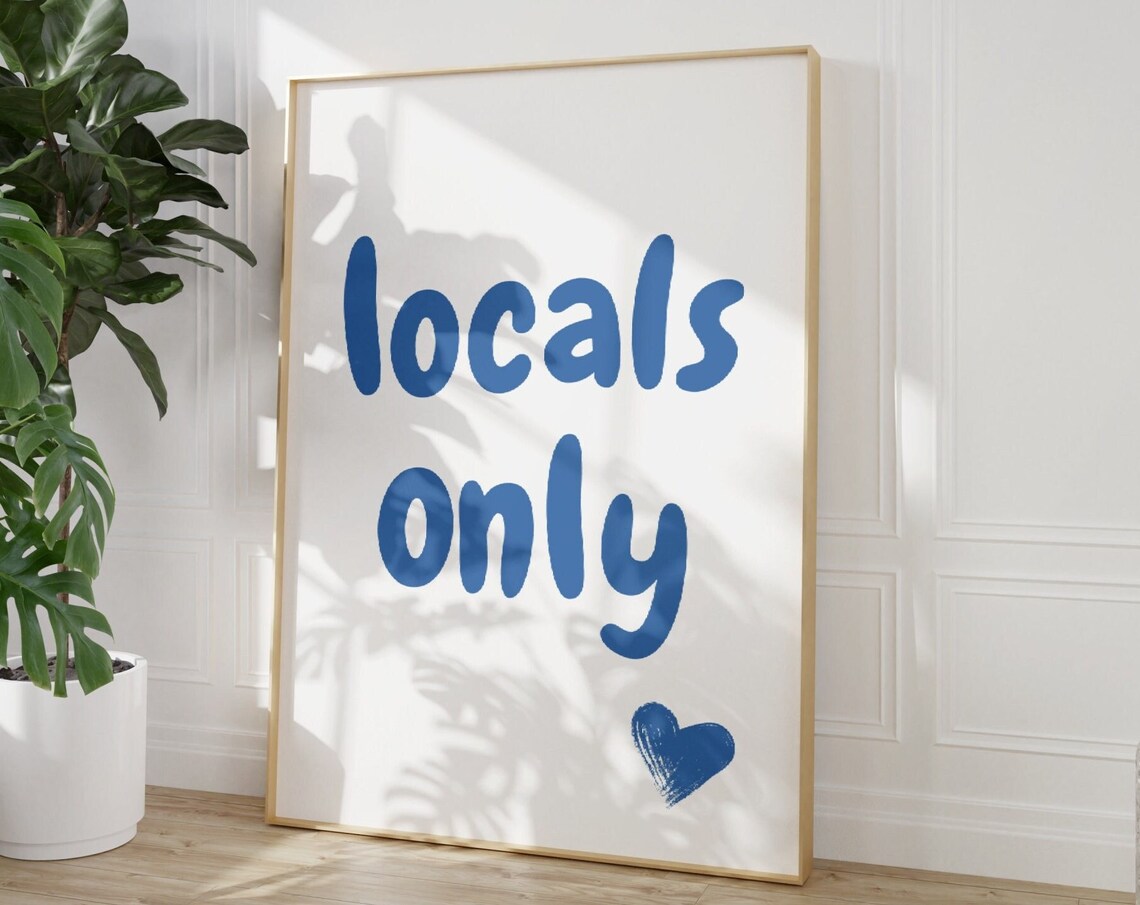 Locals Only Blue Typography Beach Coastal Surf Poster Cute Wall Decor - Image 4