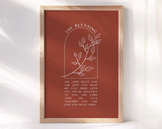 The Blessing Prayer Terracotta Arch Botanical Christian Art Poster