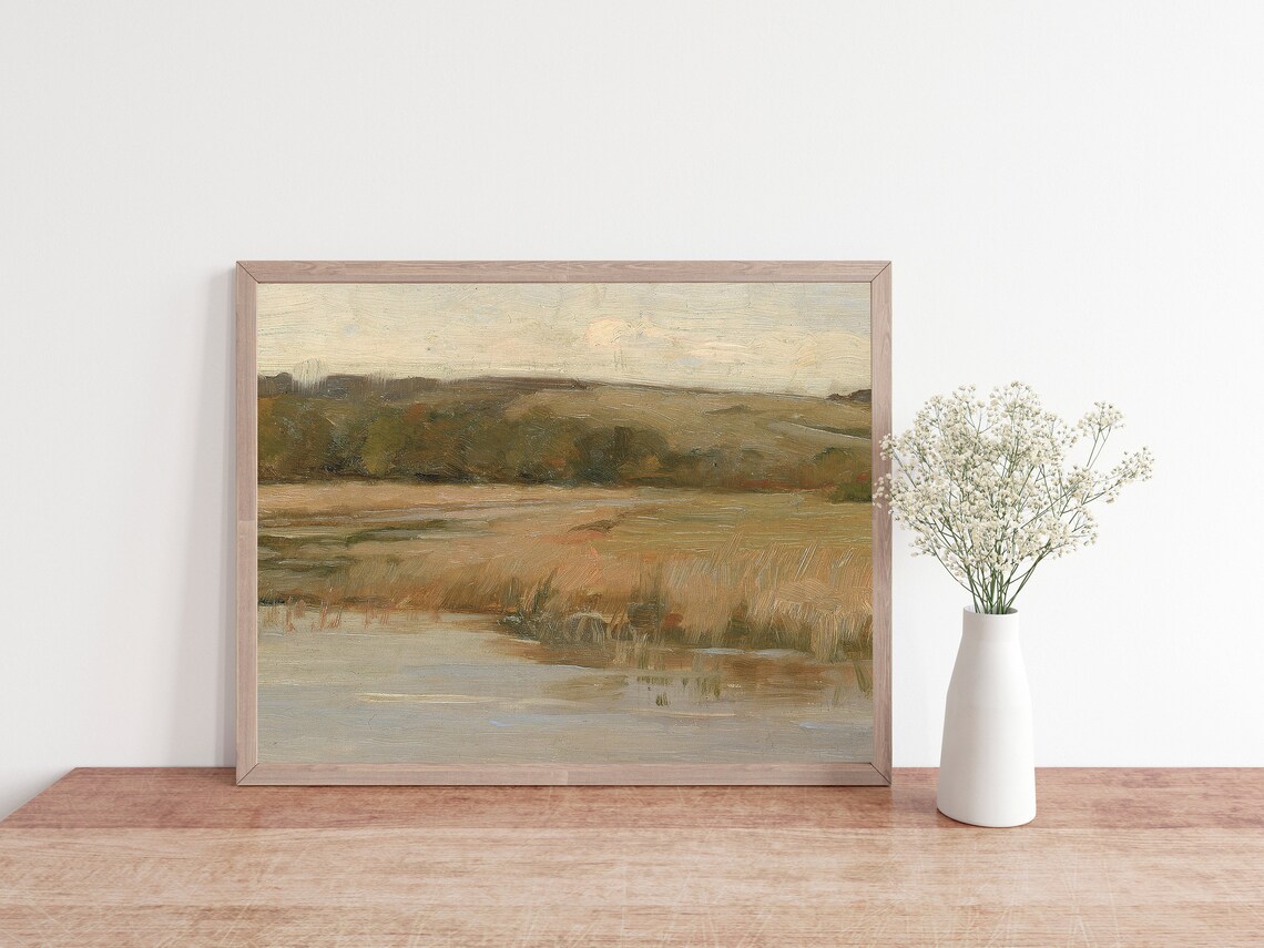 Vintage Marsh Landscape River Landscape Art Print - Image 2