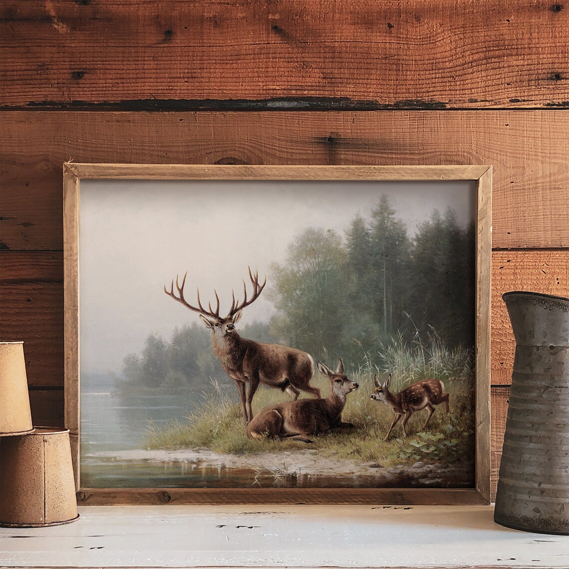 Deer Landscape Painting, Man Cave Hunting Decor - Image 4