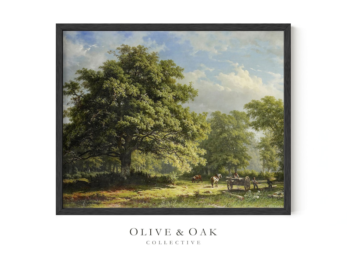 Oak Tree Landscape, Vintage Oil Painting Art Print - Image 2
