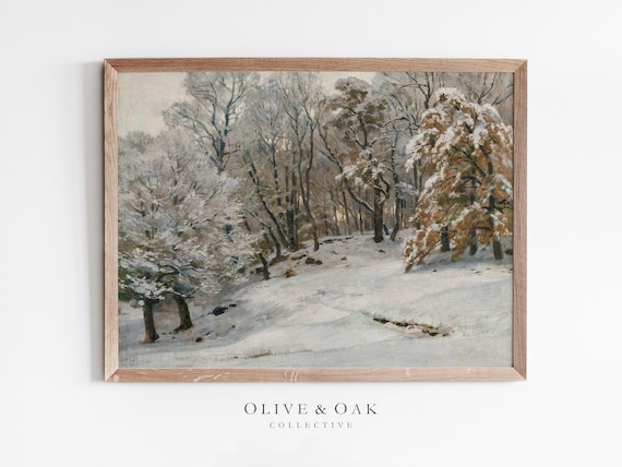 Snowy Trees Cozy Cabin Decor Art Print