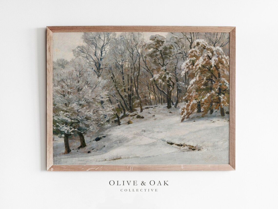 Snowy Trees Cozy Cabin Decor Art Print
