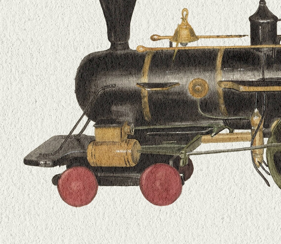Vintage Toy Train Drawing, Nursery Decor Art Print - Image 3