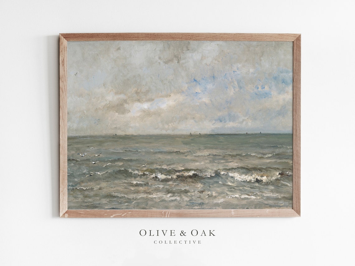 Vintage Ocean Seascape Art Print, Coastal Decor