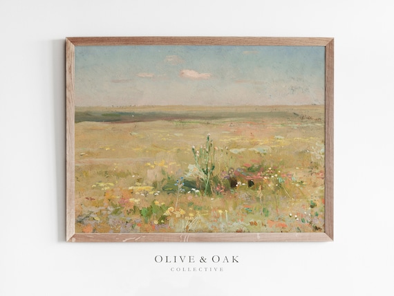Spring Landscape Vintage Art Print, Farmhouse Decor