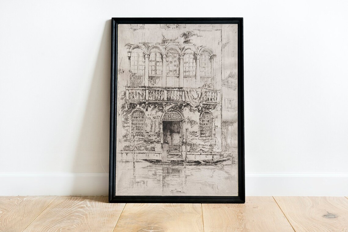 Venice Canal Sketch, Vintage Architecture Art Print - Image 2