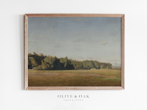 Vintage Country Landscape Art Print, Farmhouse Decor