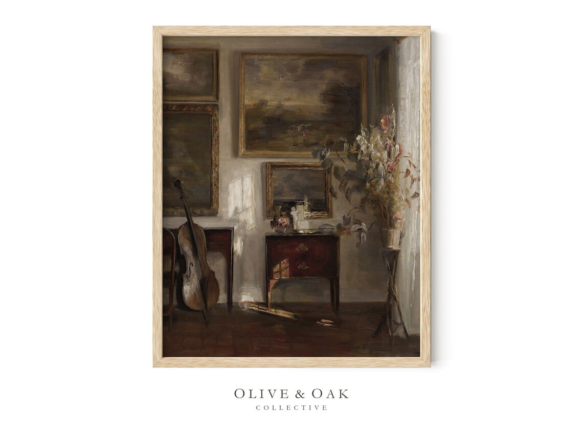 Moody Still Life Painting, Neutral Vintage Art Print - Image 3