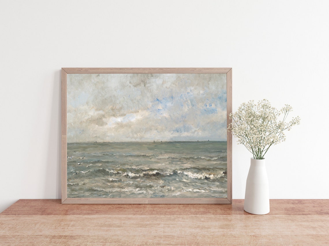 Vintage Ocean Seascape Art Print, Coastal Decor - Image 3