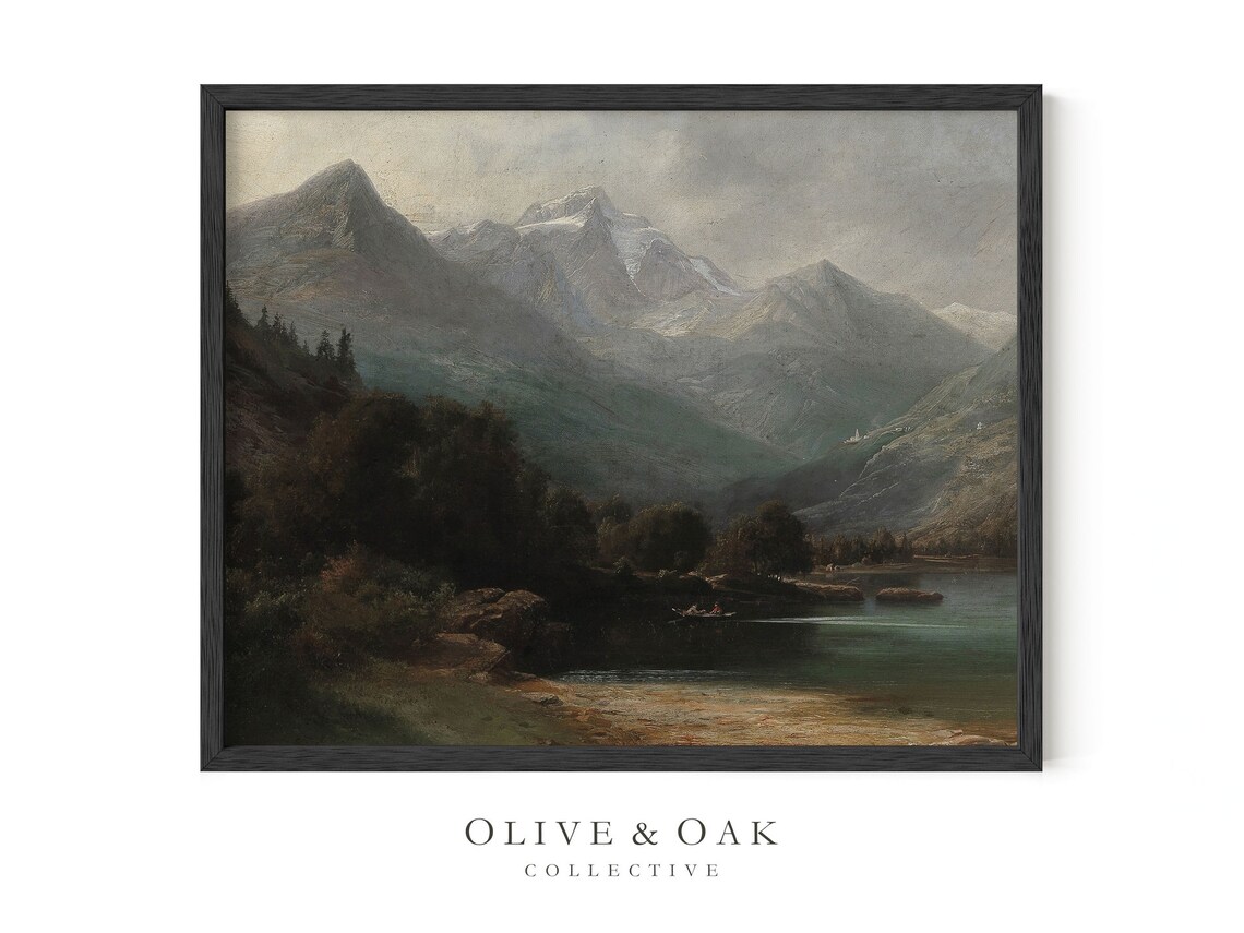 Rustic Landscape Painting, Mountain Cabin Decor - Image 2