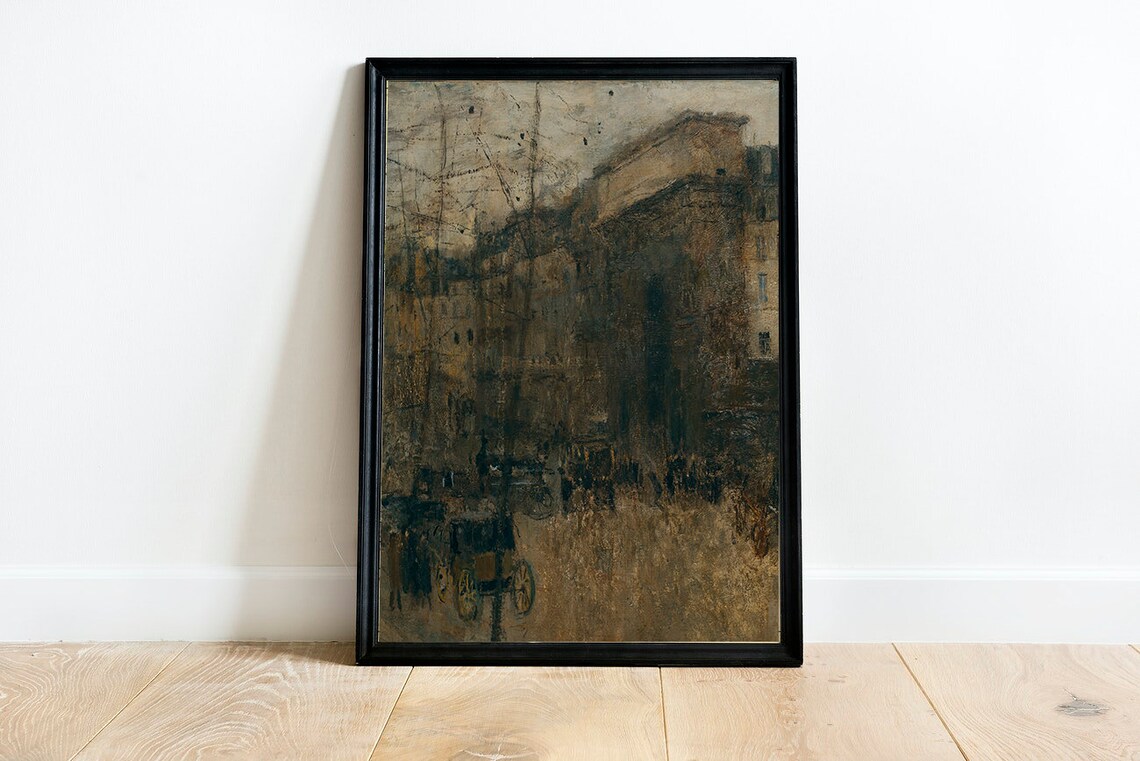 Moody Architecture Painting Antique Cityscape Art Print - Image 2