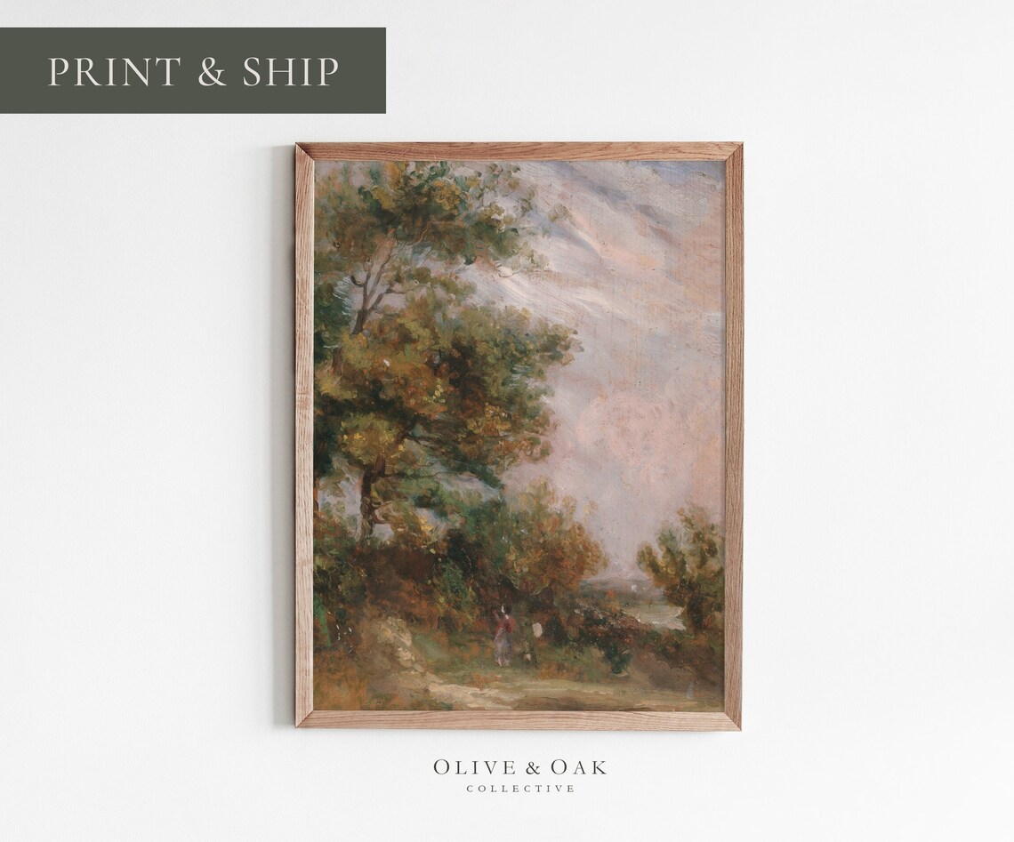 Vertical Landscape, Vintage Cottage Decor Art Print