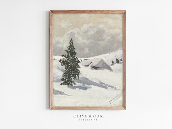 Winter Landscape Painting Snowy Tree Painting Winter Decor Winter Art Print Snowy Landscape Print 624