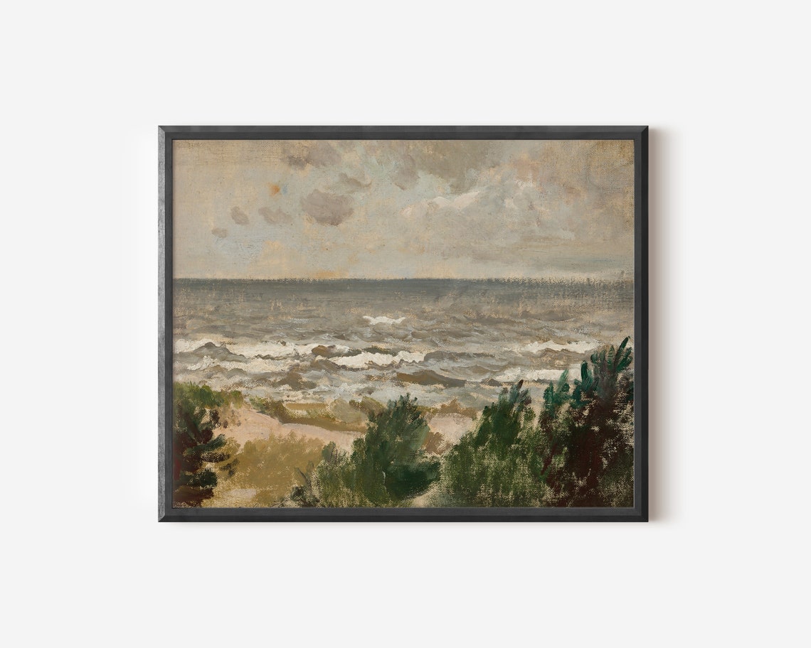 Vintage Seascape Painting, Coastal Landscape Art Print - Image 4