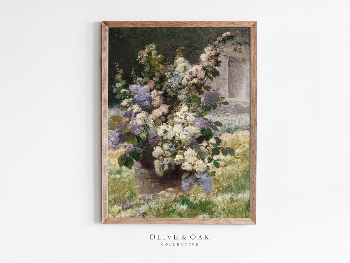 Vintage Lilac Bouquet Floral Painting Art Print