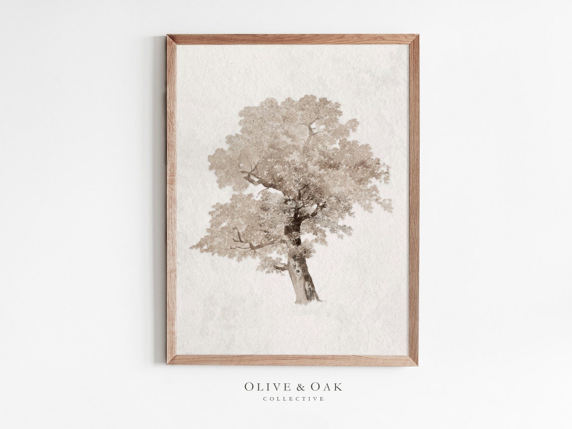 Neutral Tree Artwork Vintage Art Print Farmhouse Decor Art Print Neutral Wall Art 562