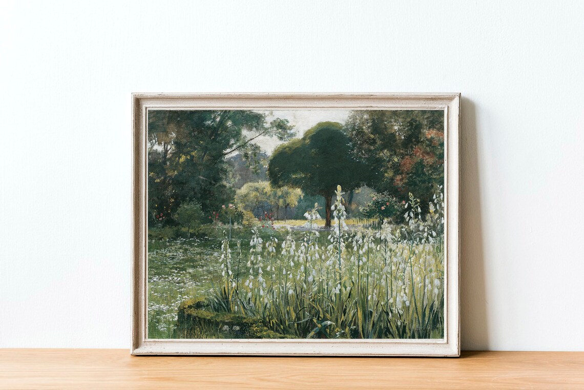 Antique Landscape Painting Vintage Print, Cottage Decor - Image 3