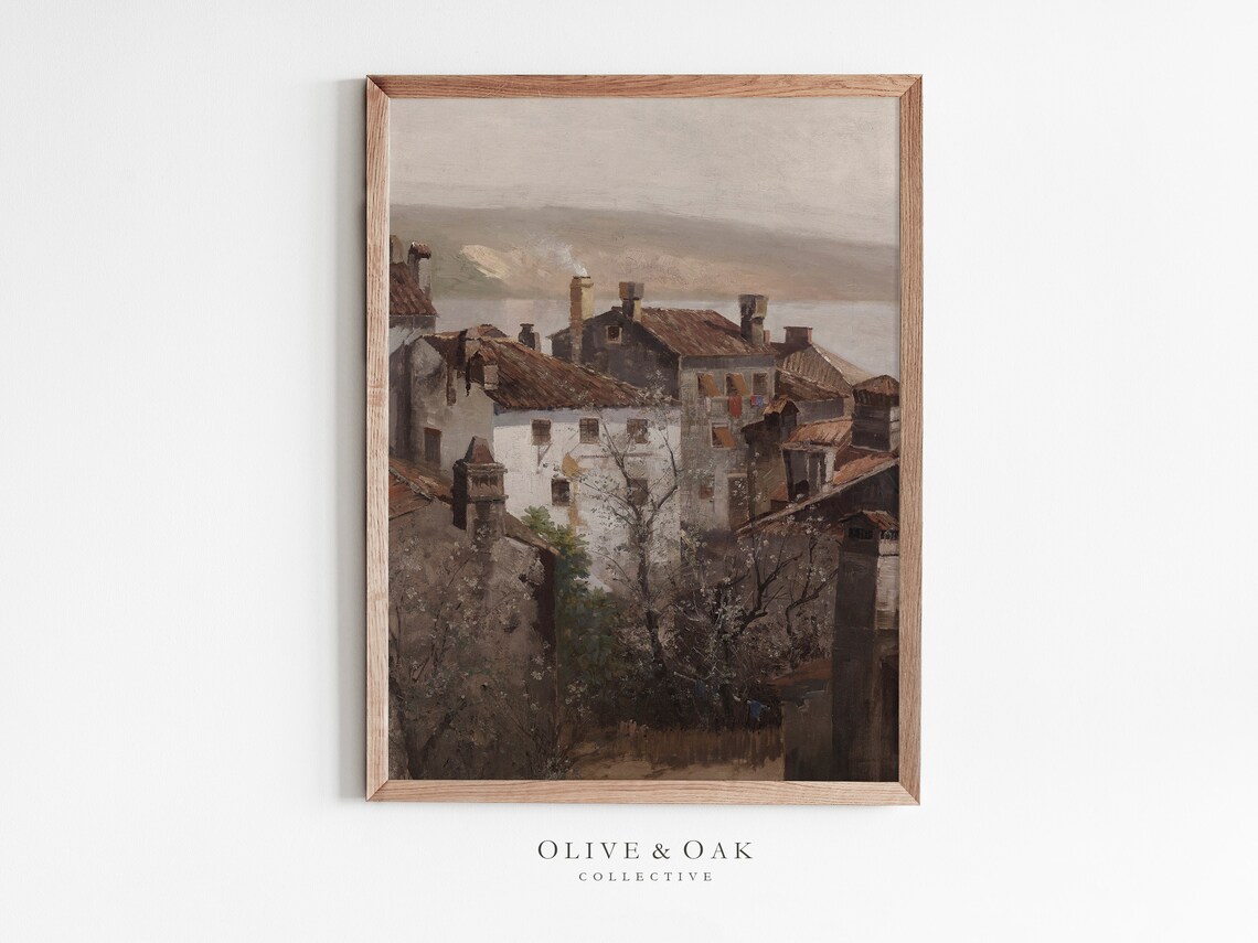 Moody European Architecture, Neutral Cityscape Art Print