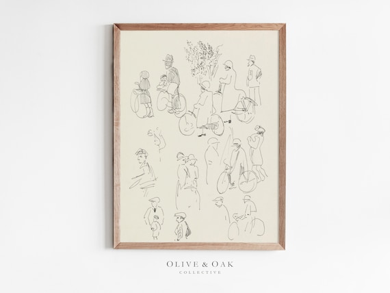 Vintage Portrait Study Drawing, Figure Sketch Art Print