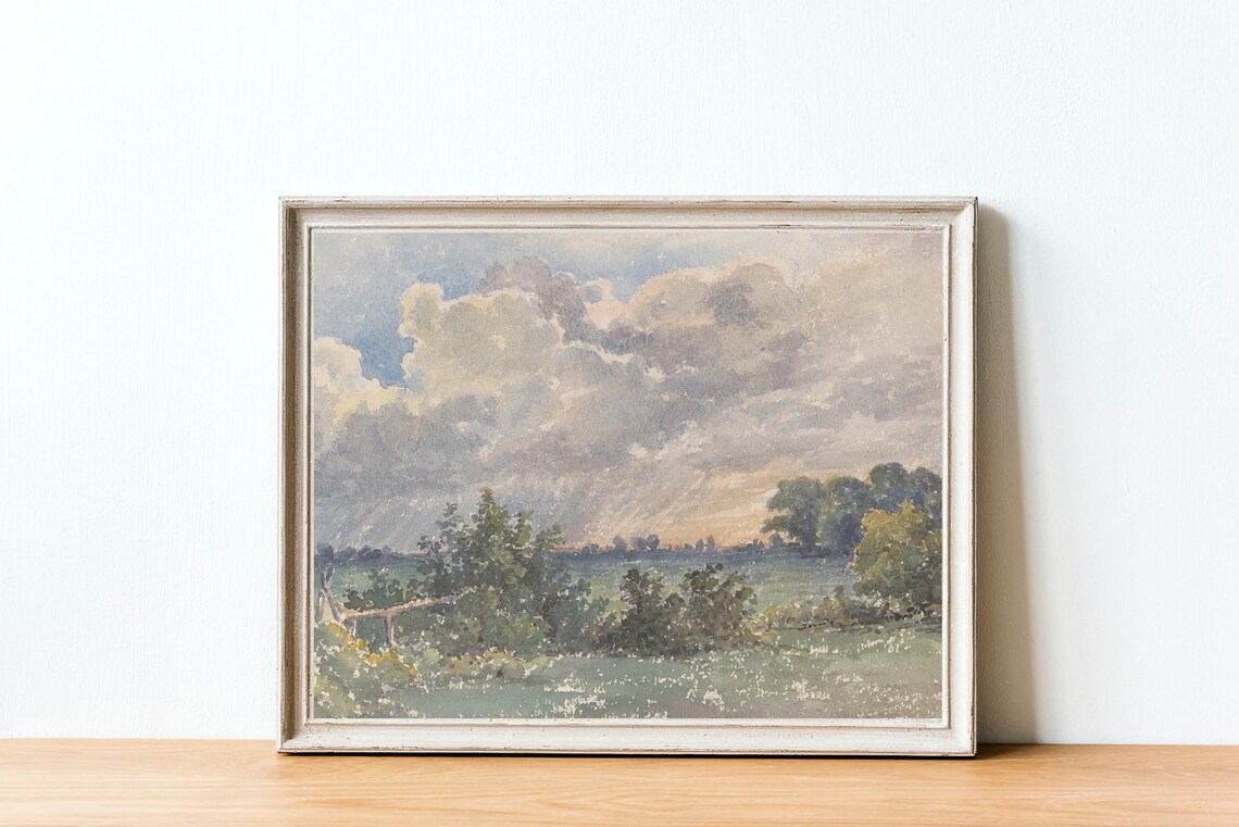 Spring Landscape Painting, Vintage Farmhouse Art Print - Image 3