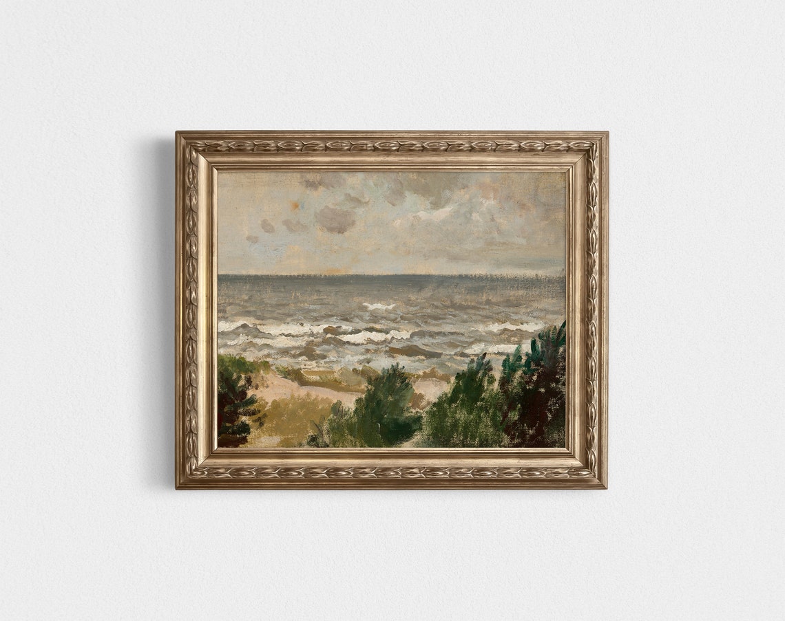 Vintage Seascape Painting, Coastal Landscape Art Print - Image 2