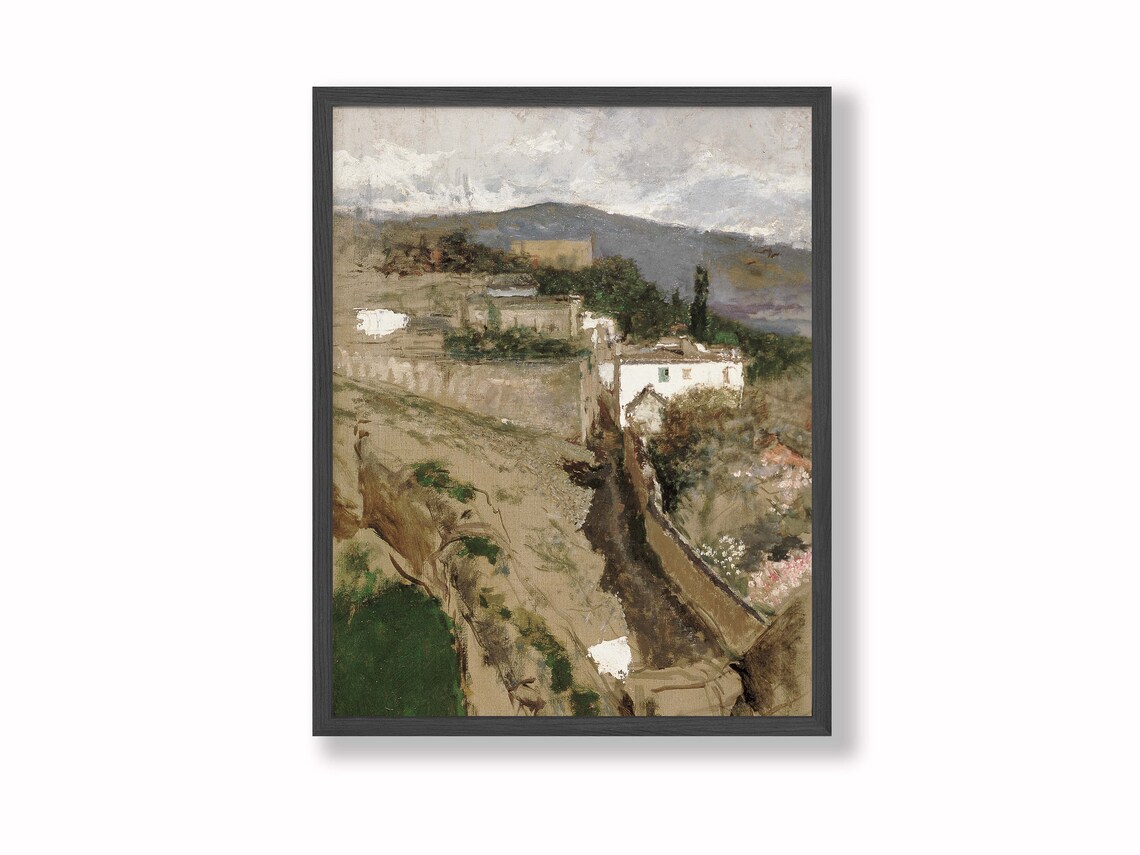 Rustic Village Painting, Vintage Poster Print - Image 4