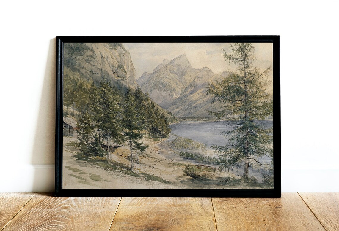 Rustic Cabin Painting, Mountain Landscape Art Print - Image 2