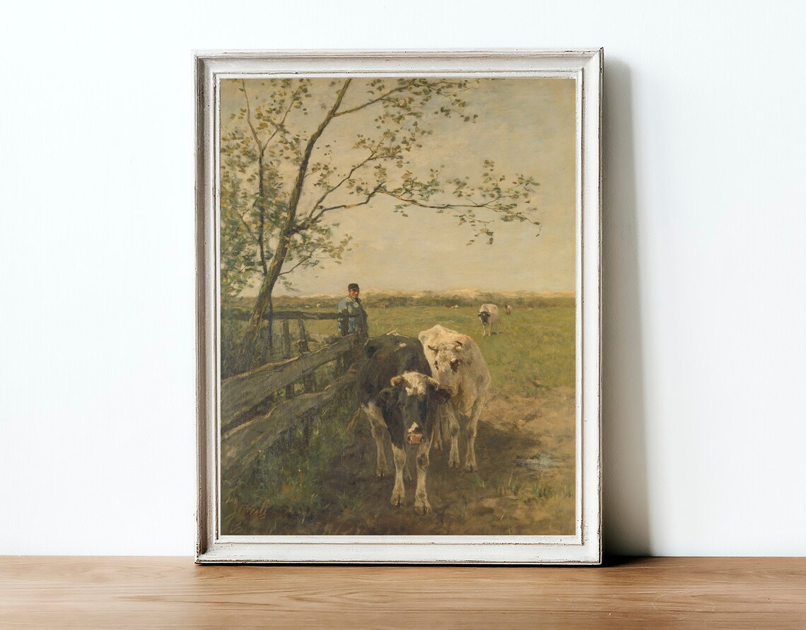 Vintage Farmhouse Landscape, Country Landscape Art Print - Image 4
