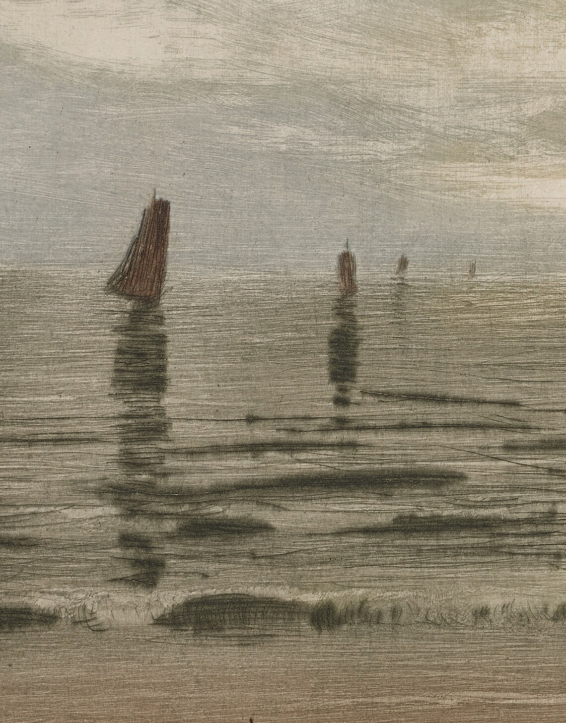 Vintage Coastal Painting, Neutral Ocean Art Print - Image 4