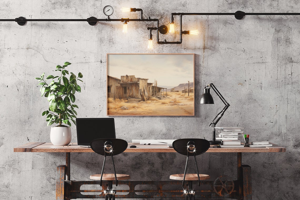 Vintage Style Wild West Ghost Town Scenic Poster Art Of A Rustic Western Landscape - Image 2