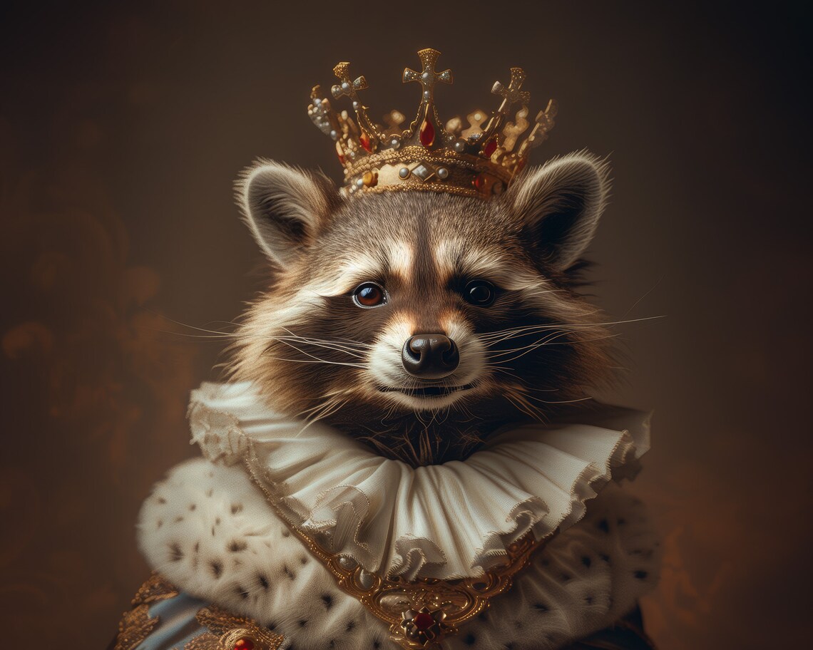 Royal Raccoon In Gold Crown Ermine Ruff Regal Portrait Wall Poster - Image 5