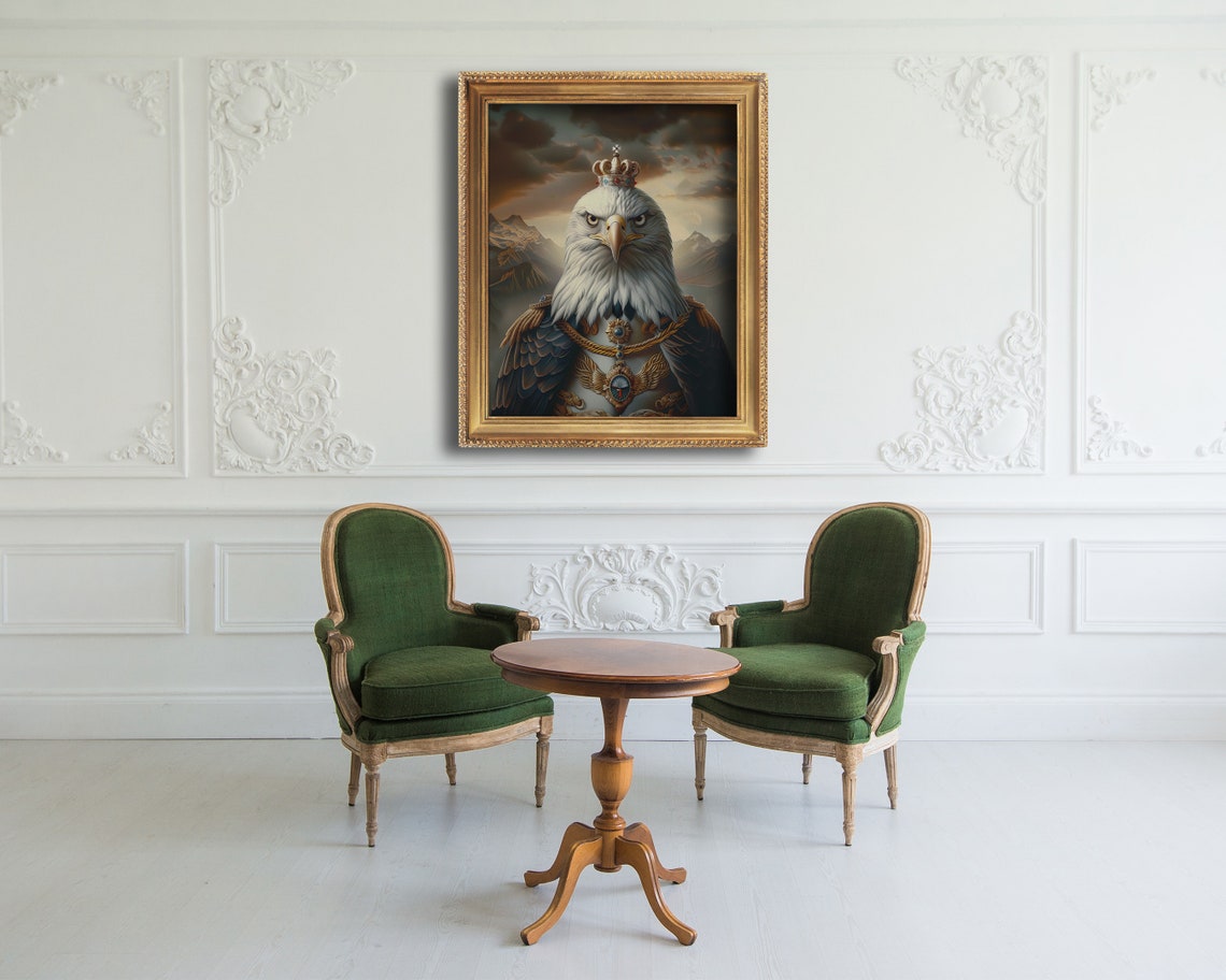 Bald Eagle Royal Crown Portrait Regal Bird Fantasy Wall Art Poster - Image 4