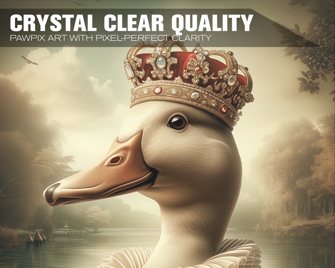 Royal Goose Portrait With Crown Renaissance Oil Painting Style Poster - Image 3
