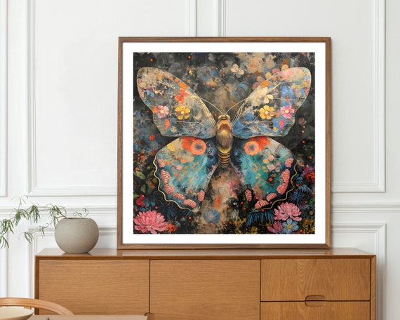 Floral Butterfly Dream Poster Colorful Butterfly Art Modern Wall Decor Unique Gift For Art Lovers Nature Inspired Print