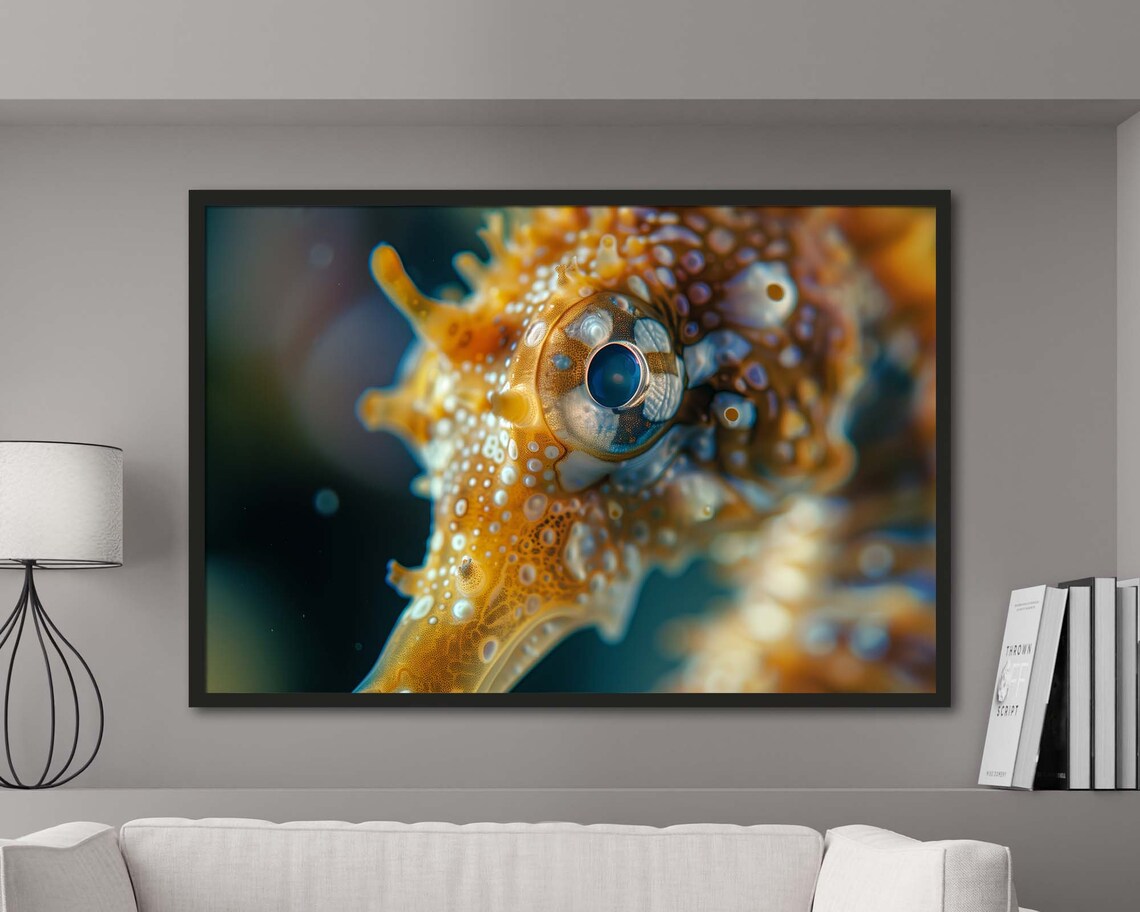 Close Up Seahorse Vibrant Animal Photography Wildlife Poster Photo Art Print Close Up Picture