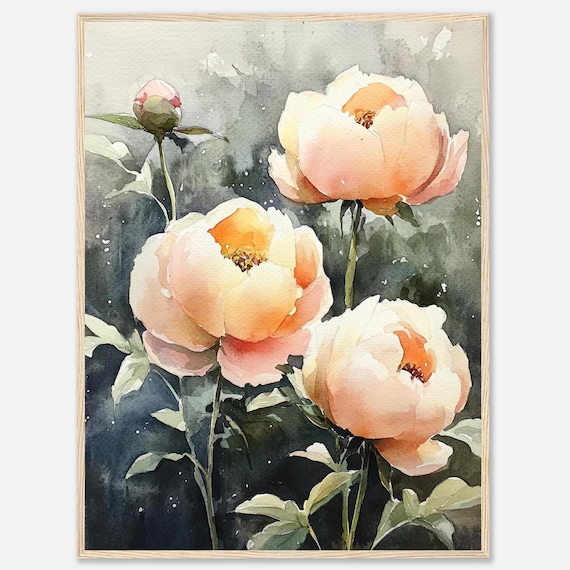 Peony Watercolor Painting Print Flower Wall Art Soft Pastel Floral Botanical Illustration Home Decor By Nataliaayuart