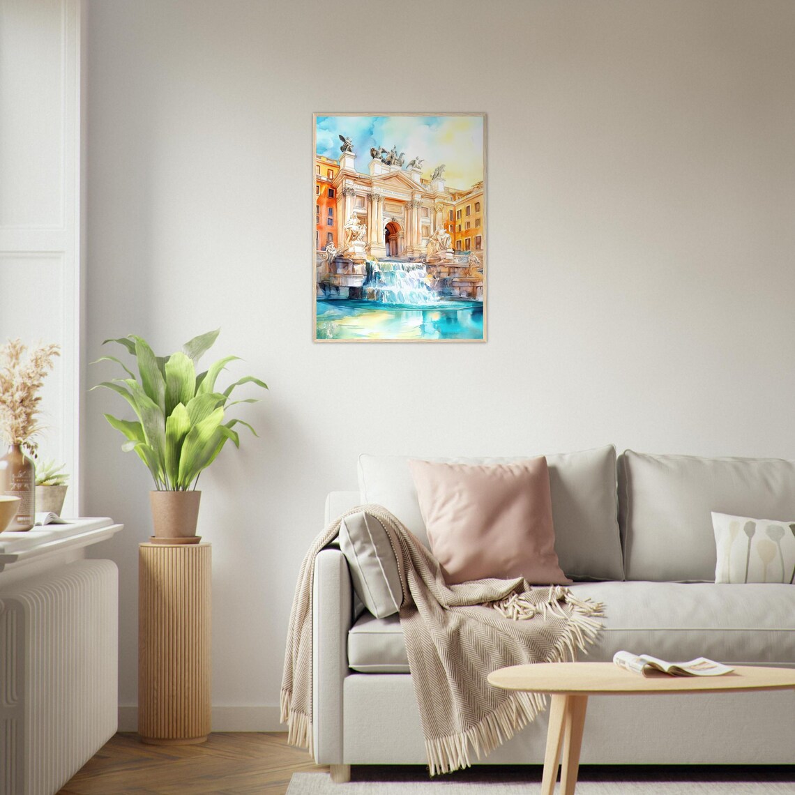 Trevi Fountain Rome Watercolor Art Print - Image 2