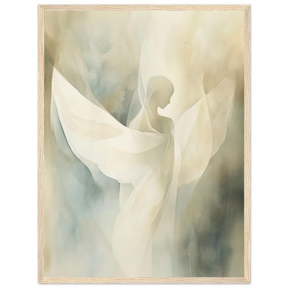 Guardian Angel Watercolor Abstract Female Figure Art