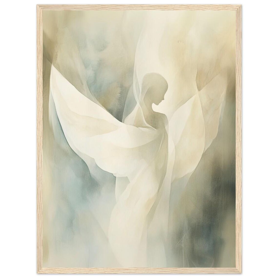 Guardian Angel Watercolor Abstract Female Figure Art