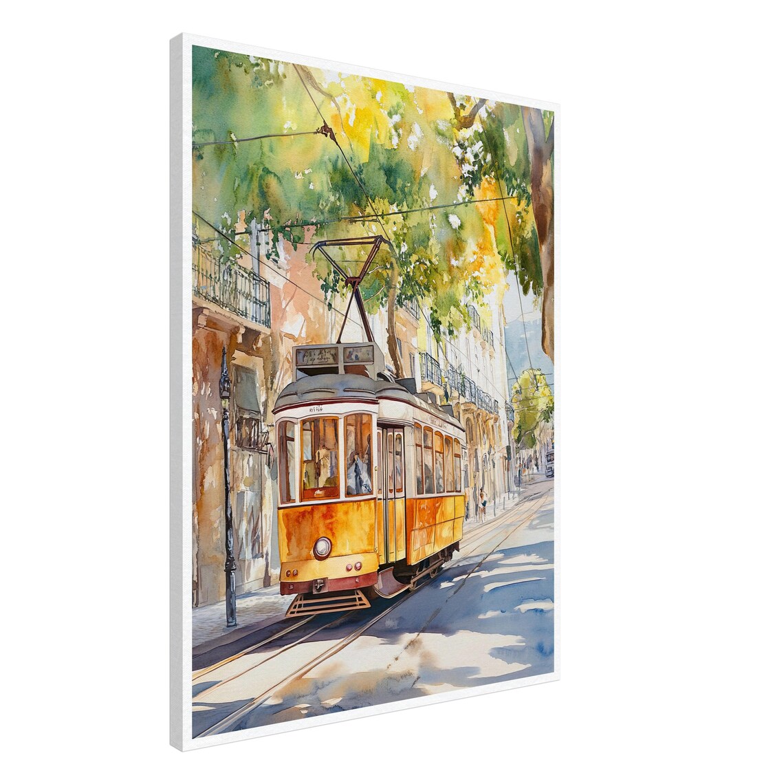 Lisbon Watercolor Travel Poster, Portugal Tram - Image 2