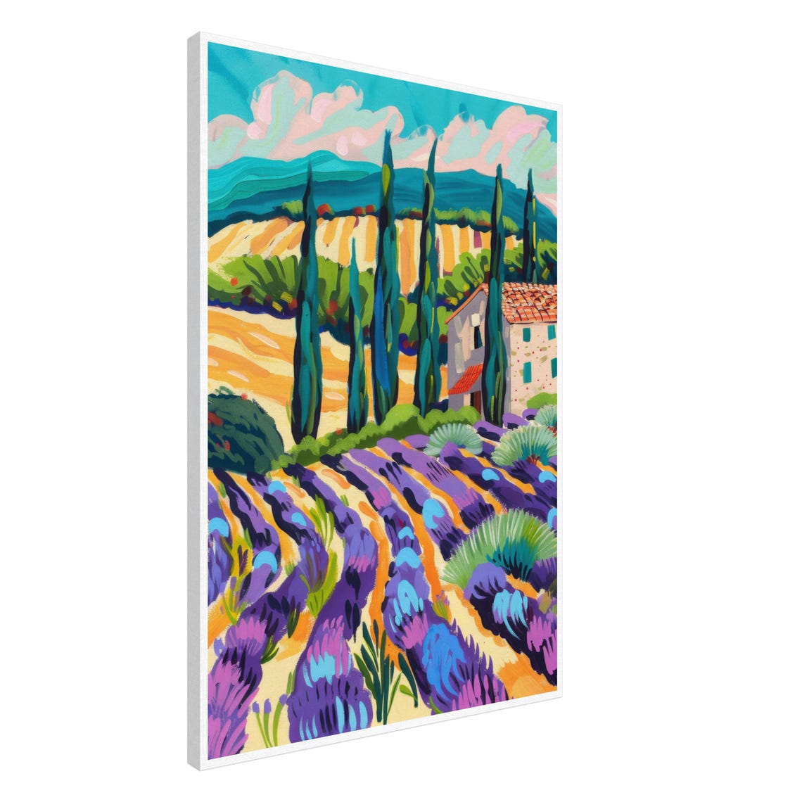 Provence Lavender Fields Cypress Trees Stone Farmhouse Art Poster - Image 3