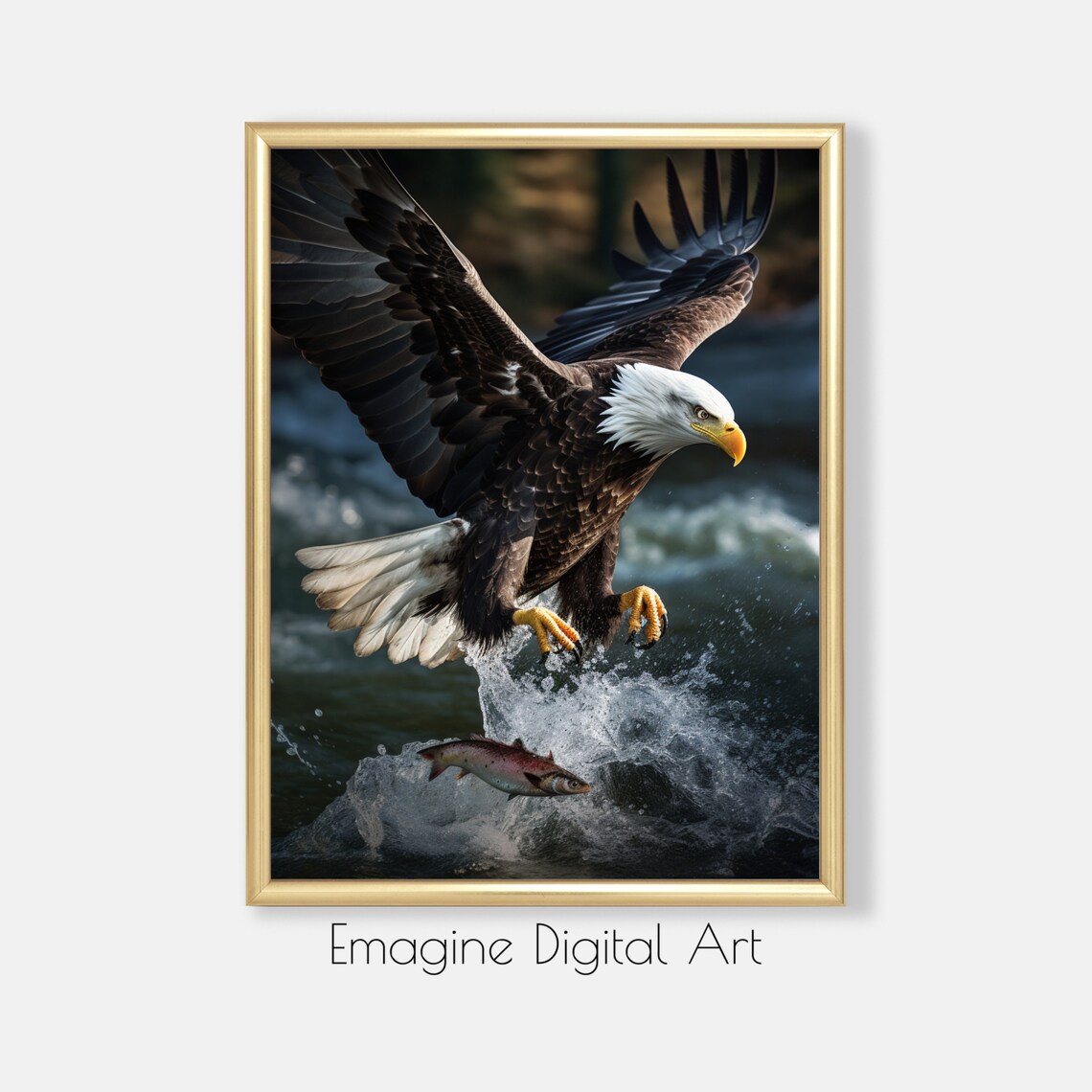 Eagle Catching Fish Wildlife Action Art Print