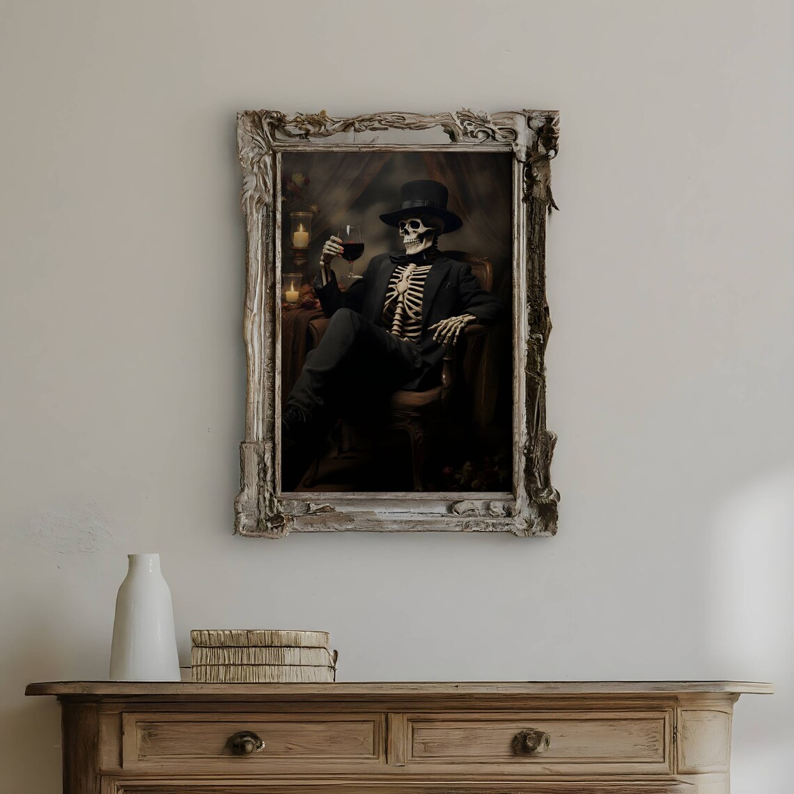 Gothic Skeleton Vintage Halloween Art Print - Image 3