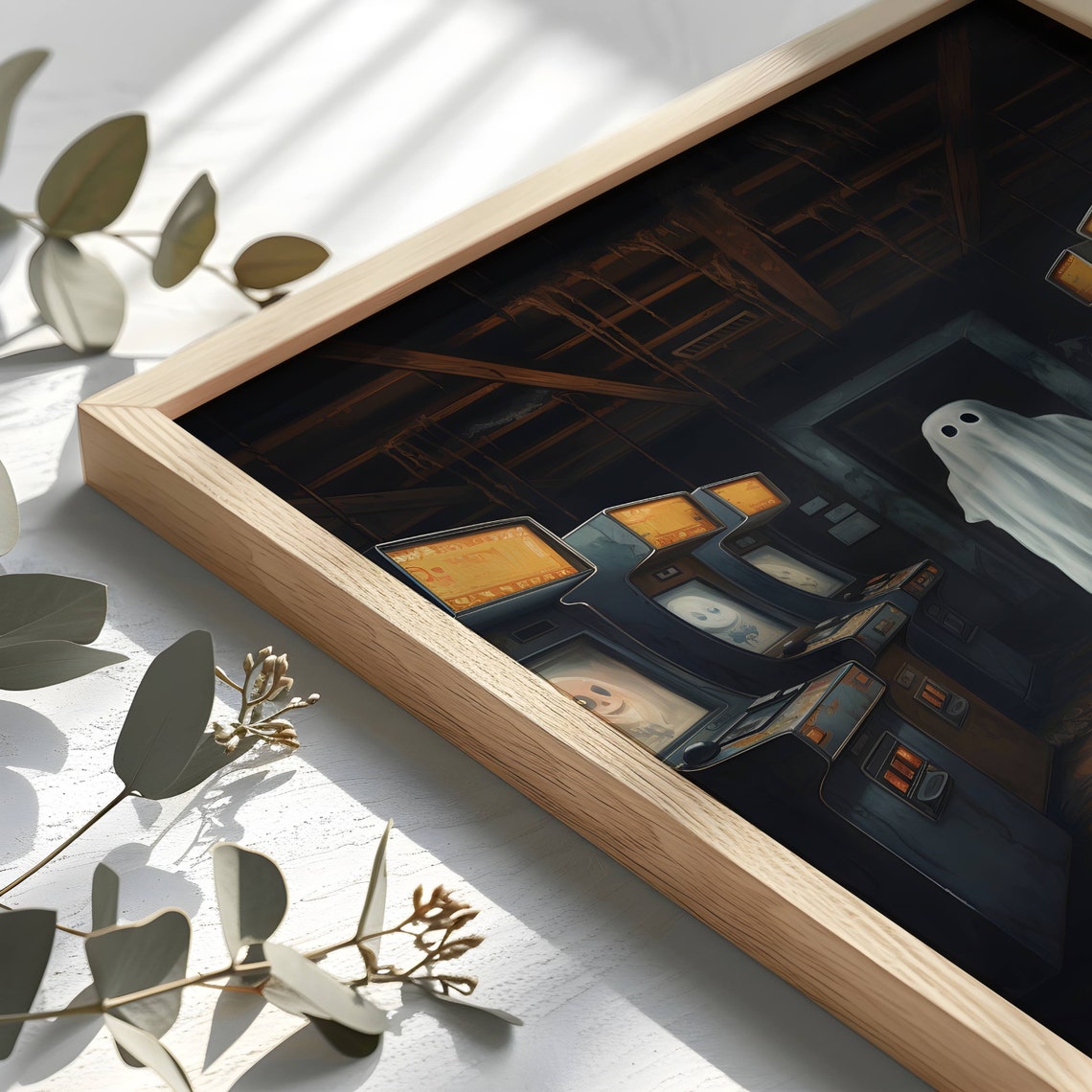 Ghost Abandoned Arcade Dark Night Hallway Retro Halloween Poster - Image 2