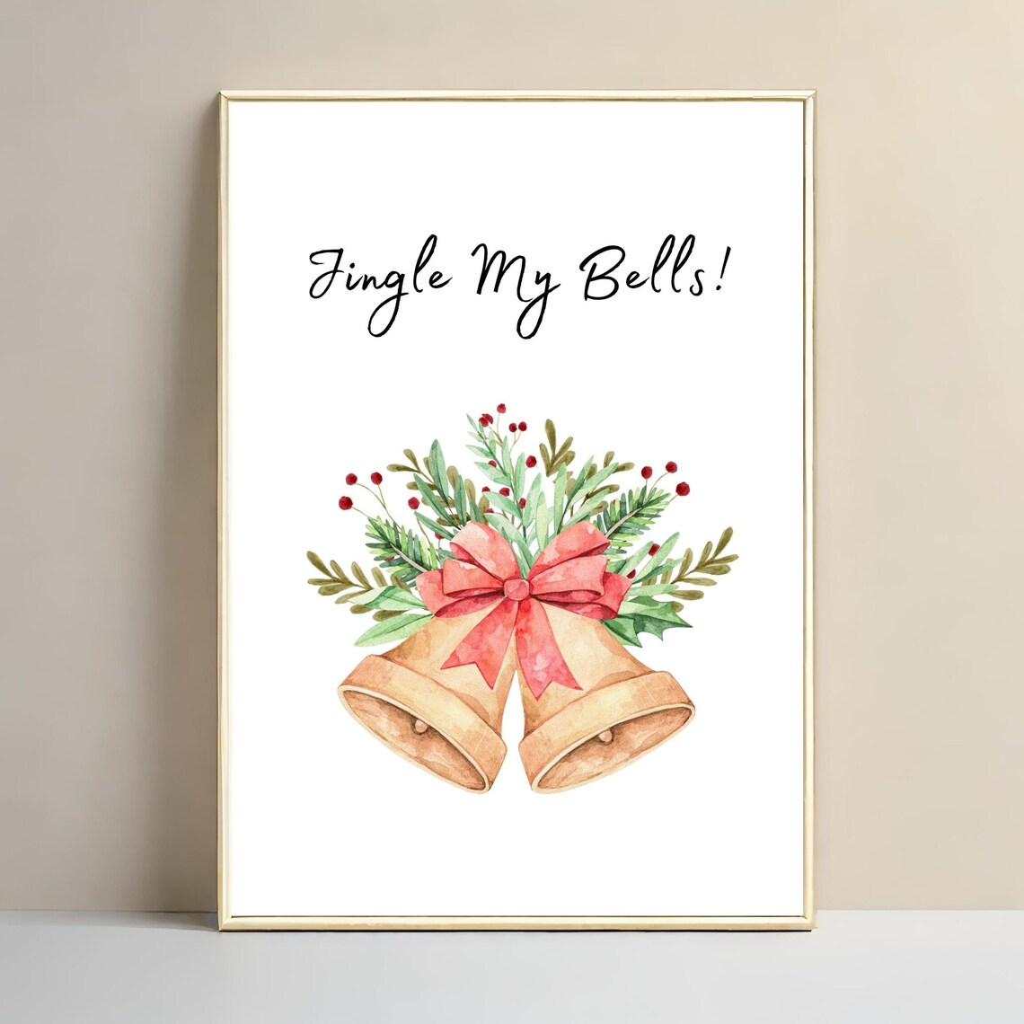 Jingle My Bells Watercolor Christmas Bells Holiday Quote Poster - Image 3