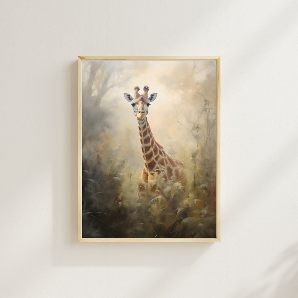 Giraffe in Golden Mist Vintage Safari Animal Portrait Poster - Image 3