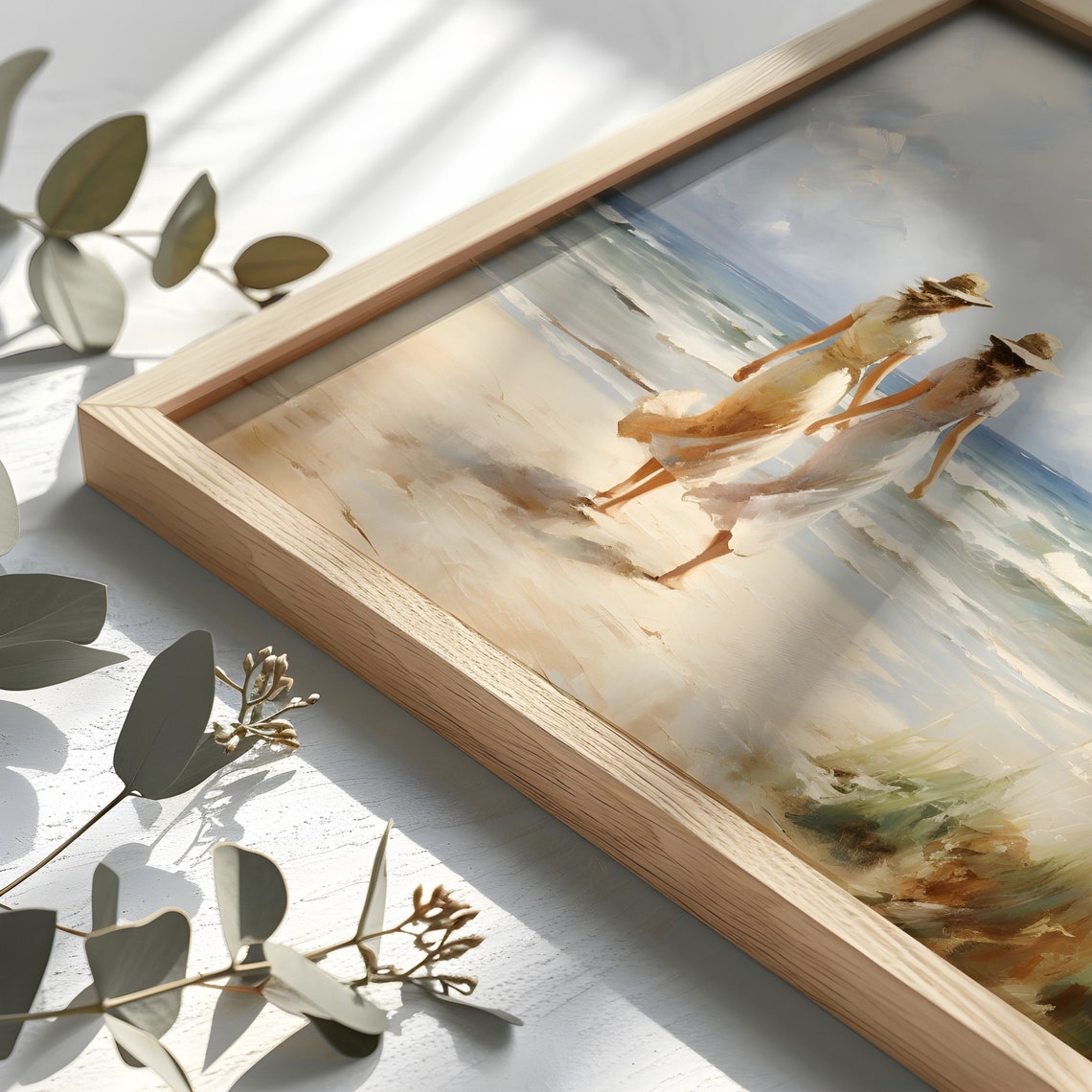 Women Walking On Beach Vintage Landscape Oil Painting Seaside Antique Summer Wall Art Seascape Print Coastal Sea Poster - Image 2