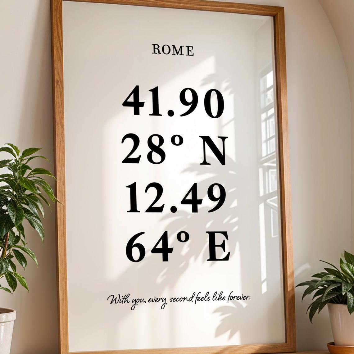 Personalized Rome Coordinates Poster with Romantic Quote Gift Art