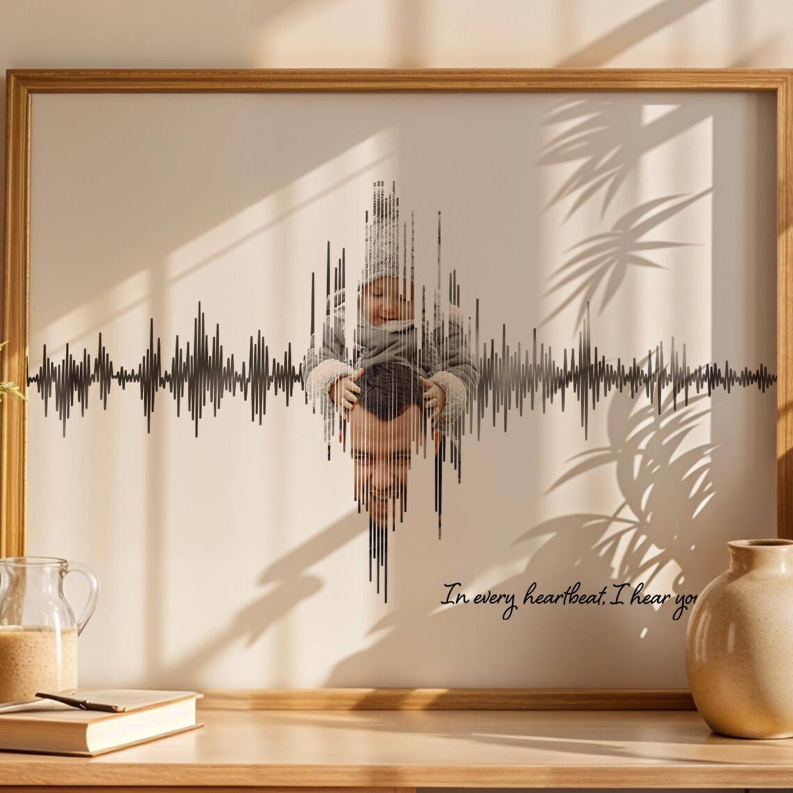 Custom Sound Wave Photo Art Poster In Every Heartbeat I Hear You Gift